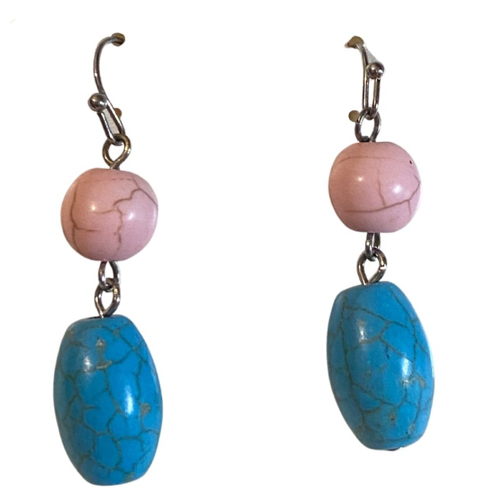 Versona semi-precious nickel free dangle pink and blue earrings NWT - Picture 2 of 3